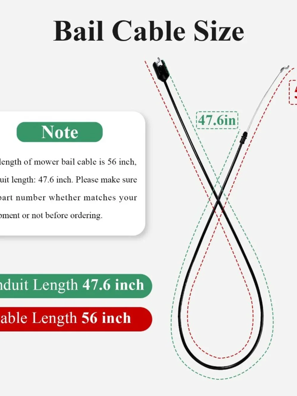7101395YP Bail Cable, lawn mower pull cord, For Universal Lawn Mower Part | For